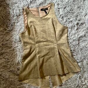 Faux Suede Eyelet Peplum Top Office Core Hippie Crunchy Indie Cottage Core